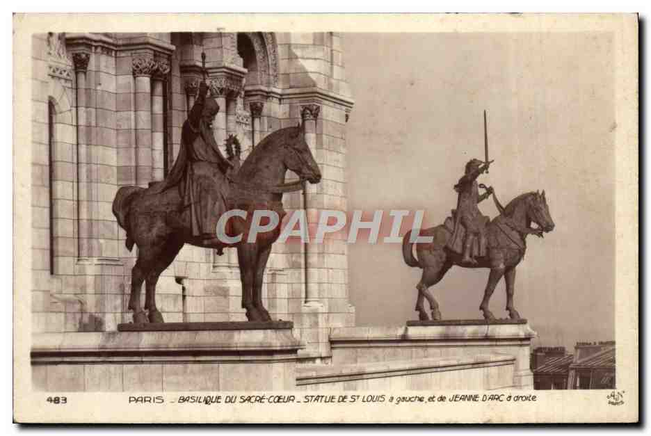 CPA Paris Basilque Du Sacre Coeur Statue De St Louis Jeanne d'Arc