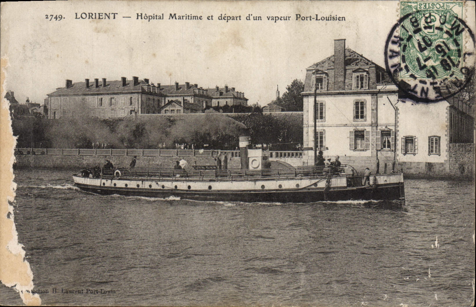 CPA Lorient Hopital Maritime et Depart Vapeur Port Louisien Bateau
