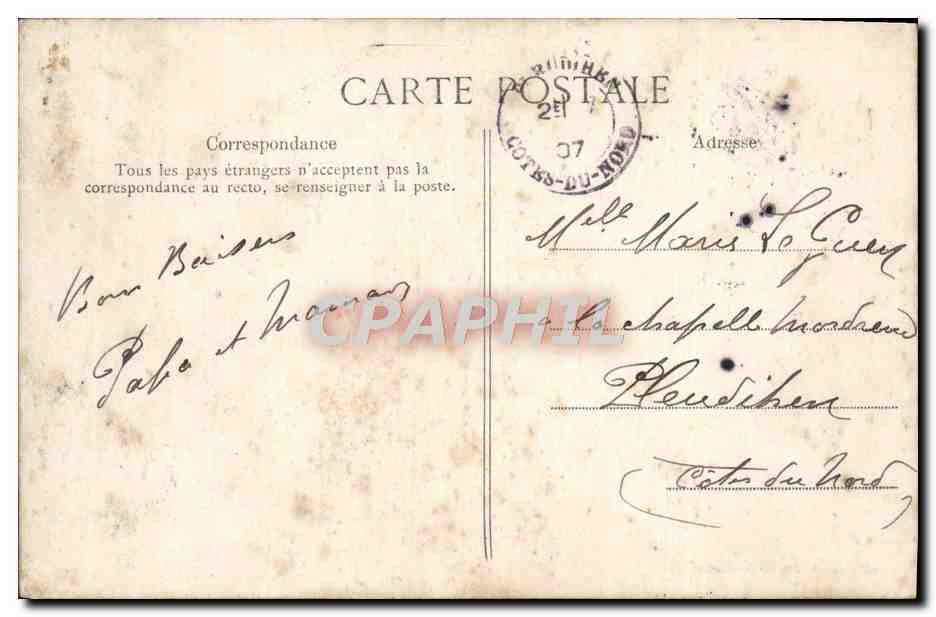 CPA Lorient Hopital Maritime et Depart Vapeur Port Louisien Bateau — Rückseite