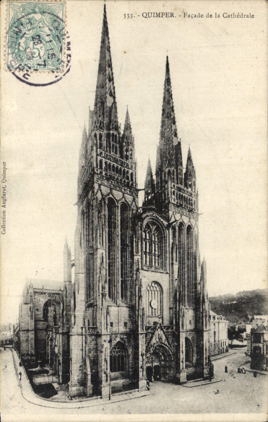 CPA Quimper Facade de la Cathedrale