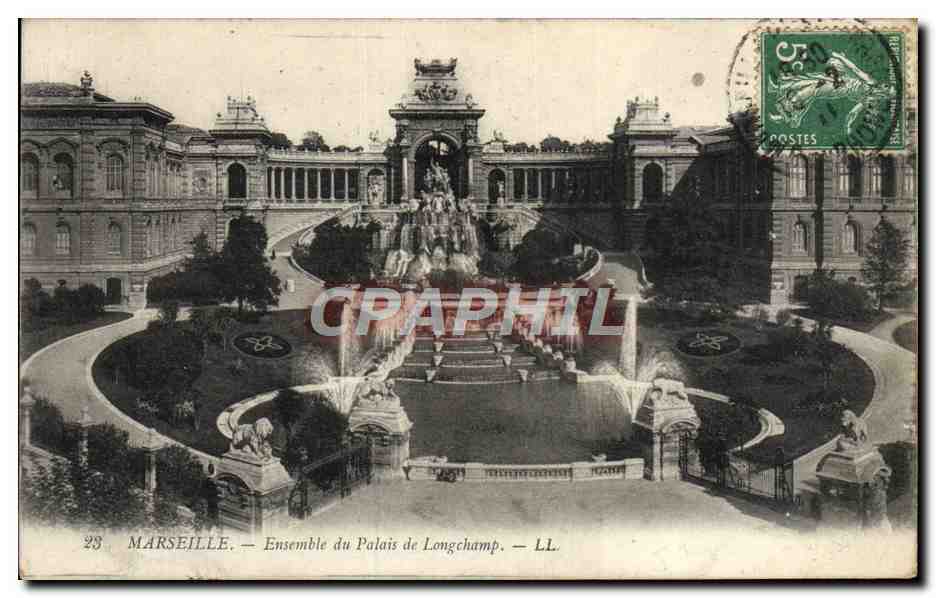 CPA Marseille Ensemble du Palais de Longchamp