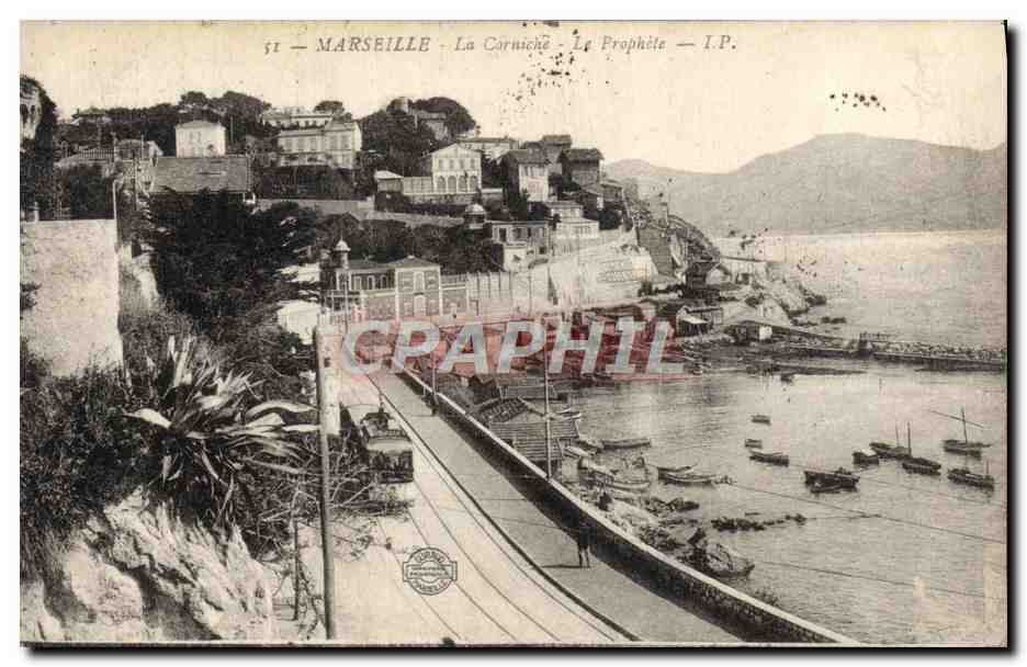 CPA Marseille La Corniche Le Prophete Tramway