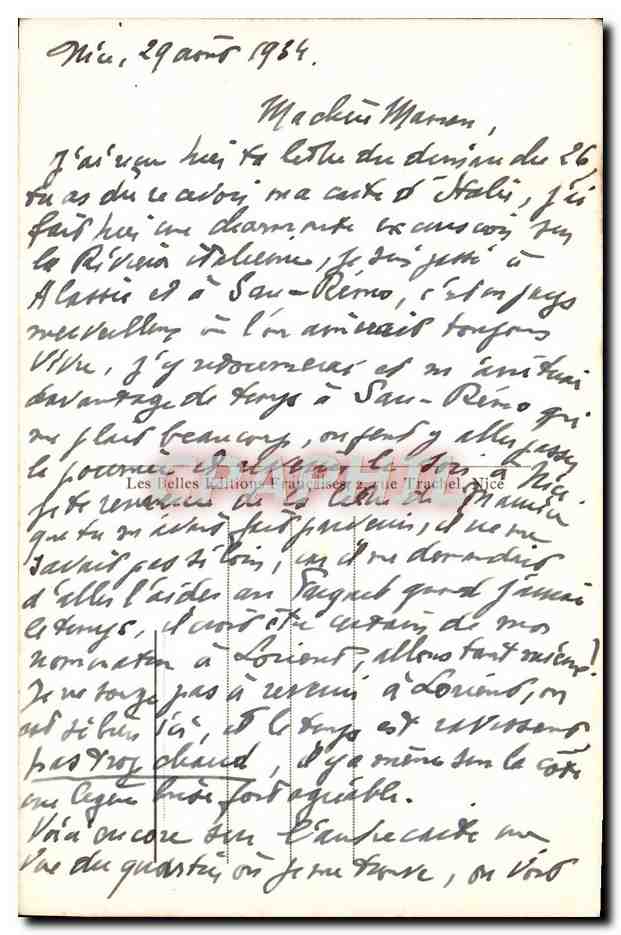 CPA Menton Vue Generale et les Casernes — Rückseite
