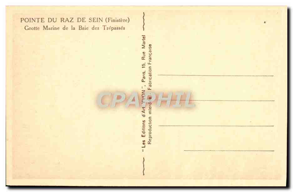 CPA Pointe Du Raz De Sein Grotte marine de la baie des Trepasses — Rückseite