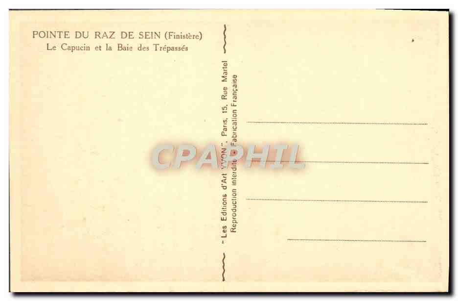 CPA Pointe Du Raz De Sein Le Capucin et la Baie des Trepasses — Rückseite