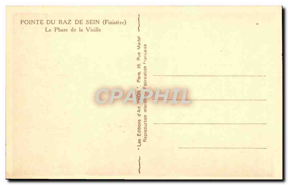 CPA Pointe Du Raz De Sein Le Phare de la Vieille — Verso