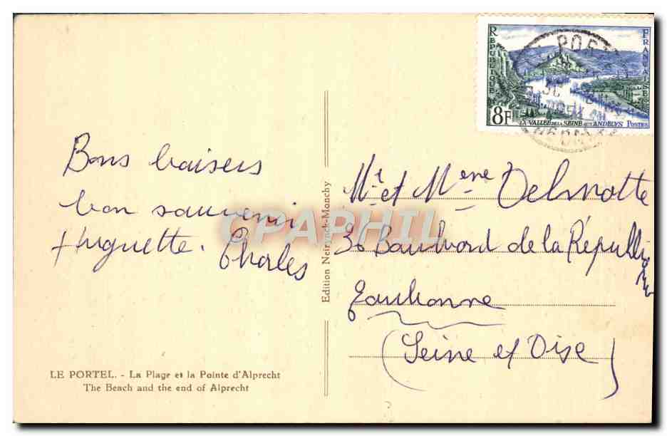 CPA Le Portel La Plage et la Painte d'Alprecht — Verso