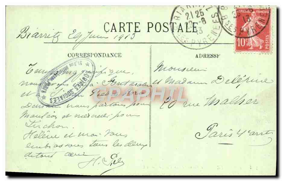 CPA Biarritz Le Rocher de la Vierge — Verso