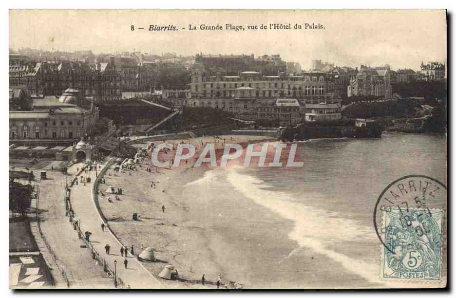 CPA Biarritz La Grande Plage Vue De L'Hotel du Palais