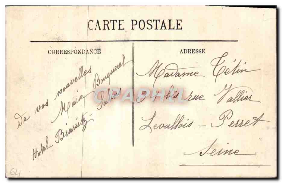 CPA Biarritz Vue Generale et les Pyrenees — Verso