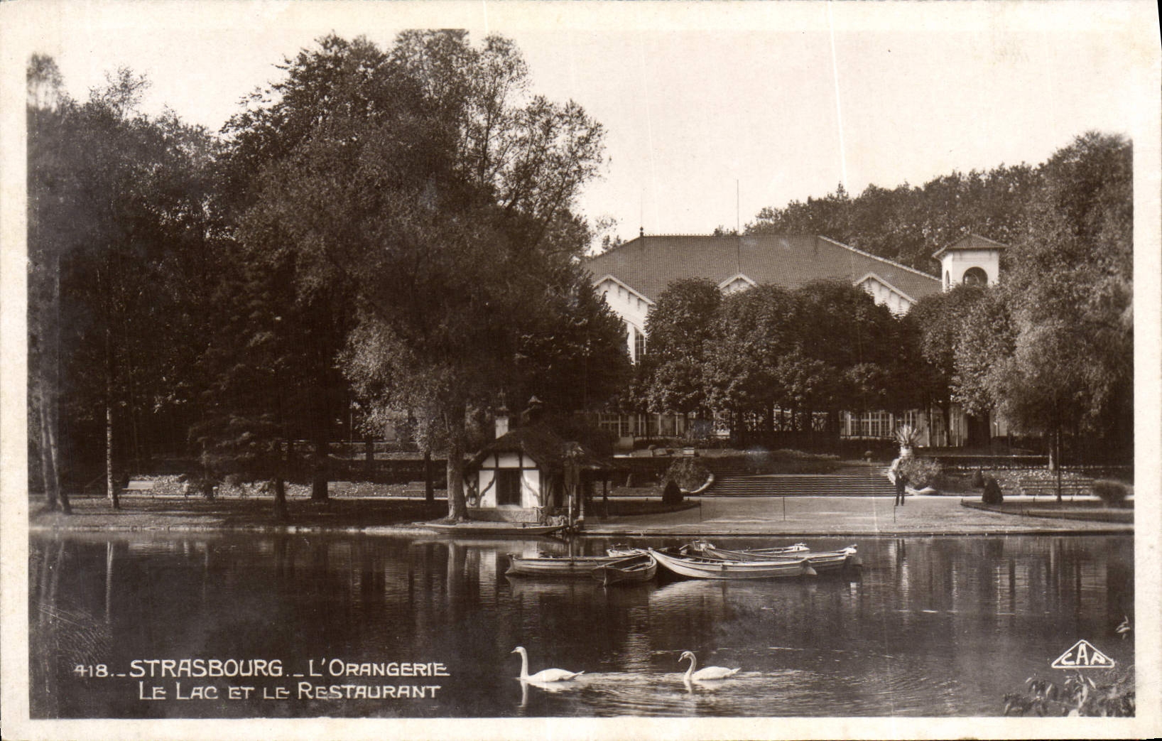 CPA Strasbourg L'Orangerie Le lac et le restaurant Cygne