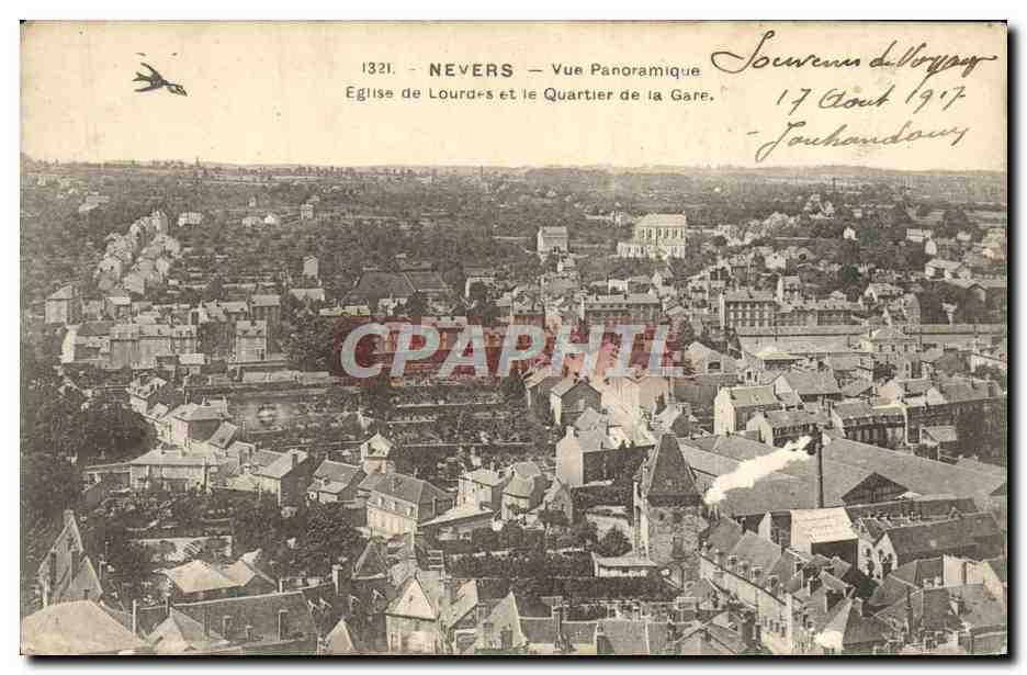 Nevers — Panoramablick — Kirche von Lourdes und der Bahnhofsviertel — n° 1321
