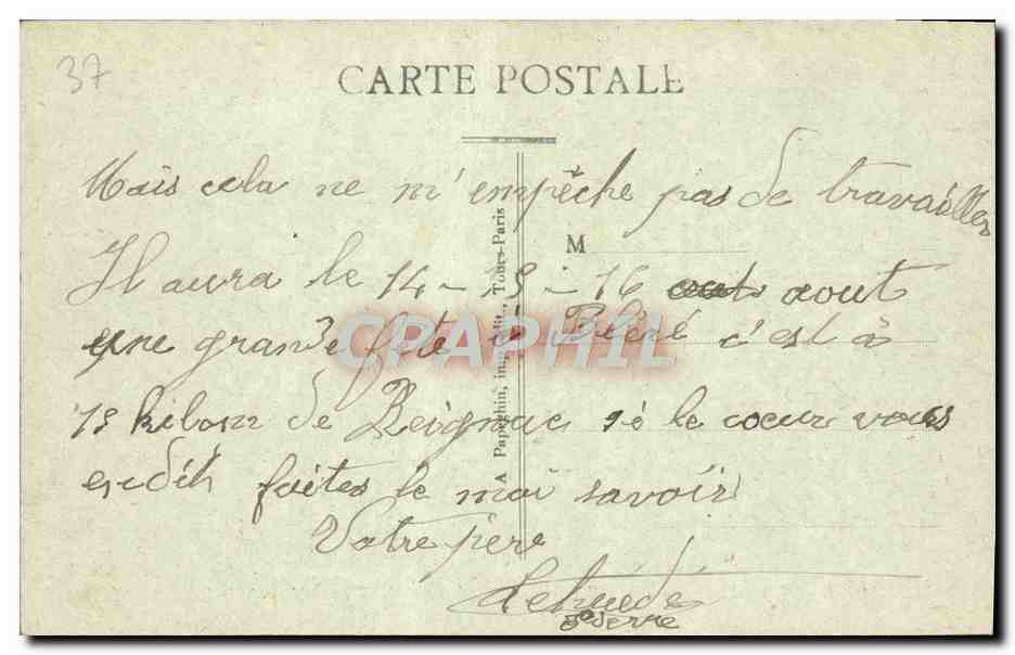 CPA Reignac Le Chateau Ancienne demeure du general marquis de Lafayette — Rückseite