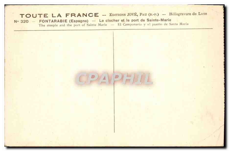 CPA Fontarabie Le clocher et le port de Sainte Marie  — Rückseite