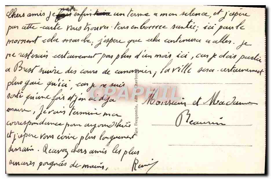 CPA Cherbourg Place de la Republique Napoleon 1er — Rückseite