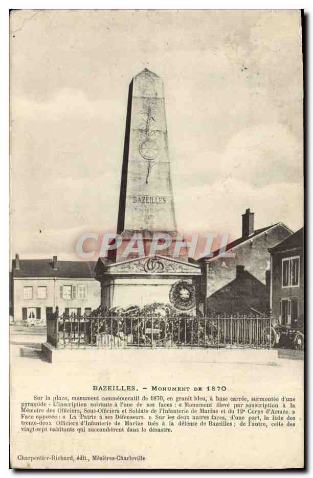 CPA Bazeilles Monument de 1870 Militaria 