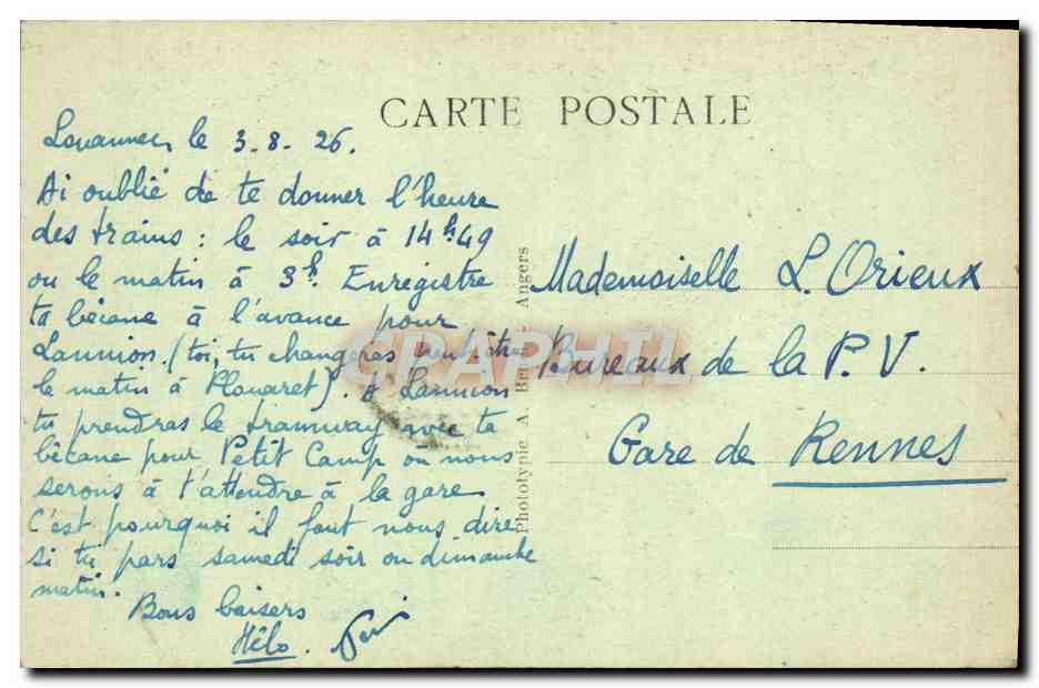 Perros-Guirec - Les Rochers de la Pointe du Château — A. B. — n°124 — Verso