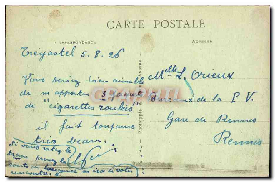Trégastel (C.-du N.) — Les Rochers du Grand Gouffre — éditeur A.B. n°355 — Verso