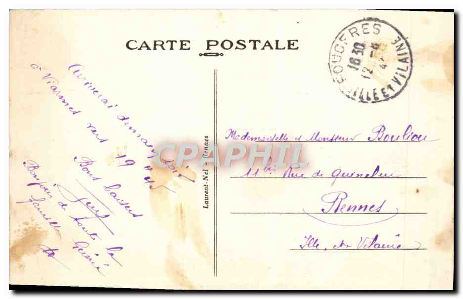 CPA Rennes Hotel de Ville Tramway — Rückseite