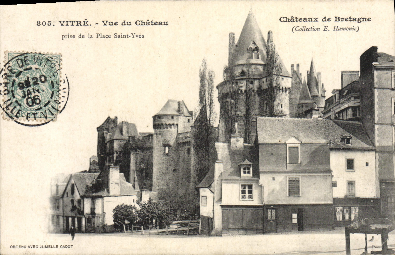Vitré - Vue du Château — prise de la Place Saint-Yves — Collection E. Hamonic, n°805