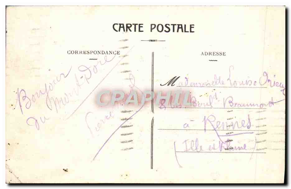CPA Massif des Monts Dore Les Rochers entre le Puy Ferrand et le Puy Gros  — Rückseite
