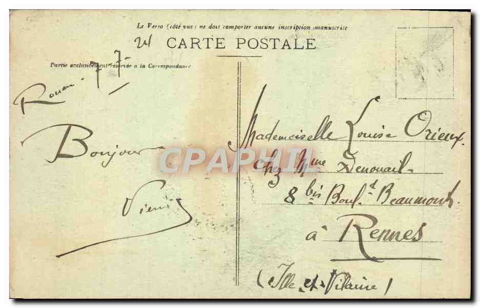 CPA Rouen Palais de Justice Facade Place Verdrel — Verso