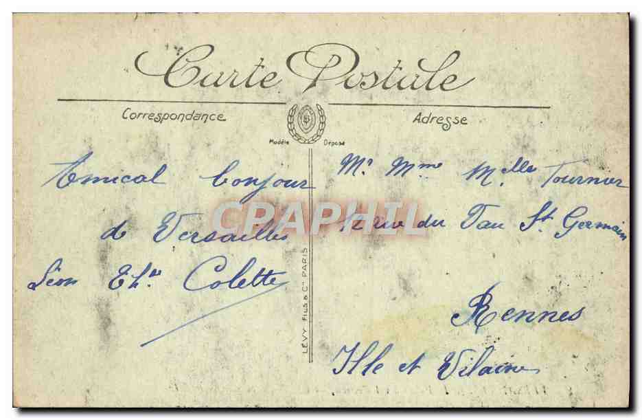CPA Versailles Le Palais Vol D'oiseau — Verso