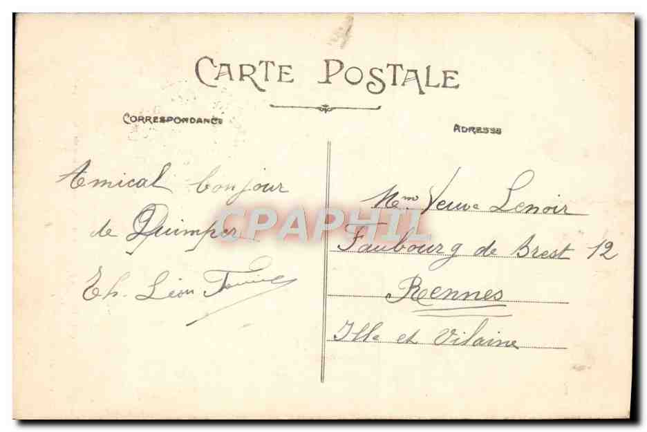 CPA Le Roi Gradion Dominant La Ville De Quimper — Rückseite