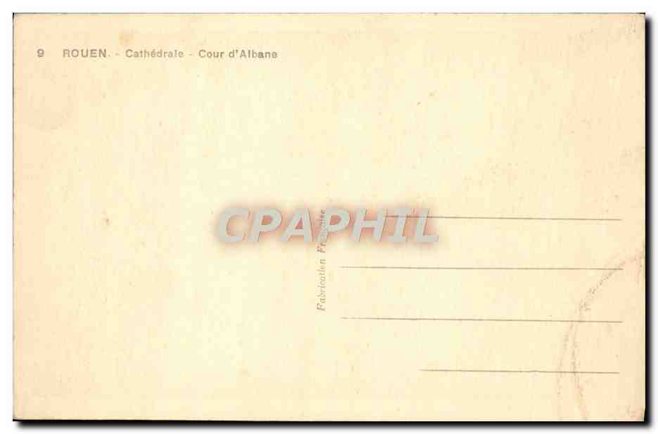 CPA Rouen Cathedrale Cour D'Albane — Verso