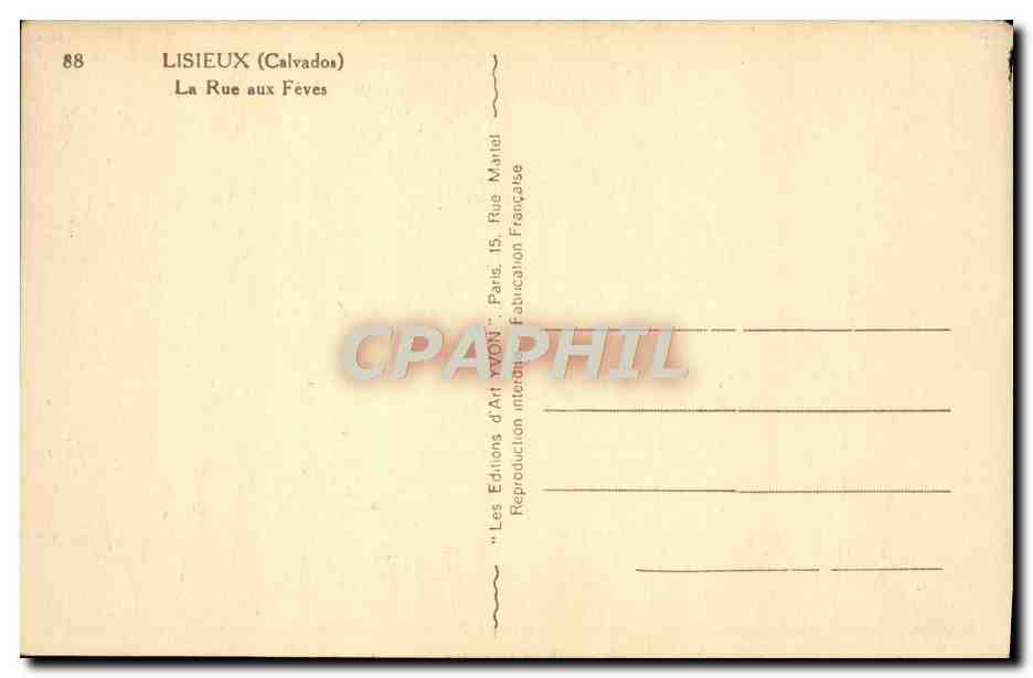 CPA Lisieux La Rue Aux Feves — Rückseite