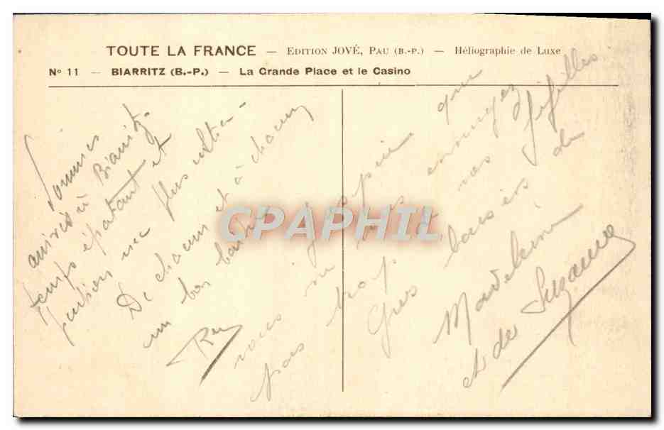 CPA Biarritz La Grande Place Et Le Casino — Rückseite