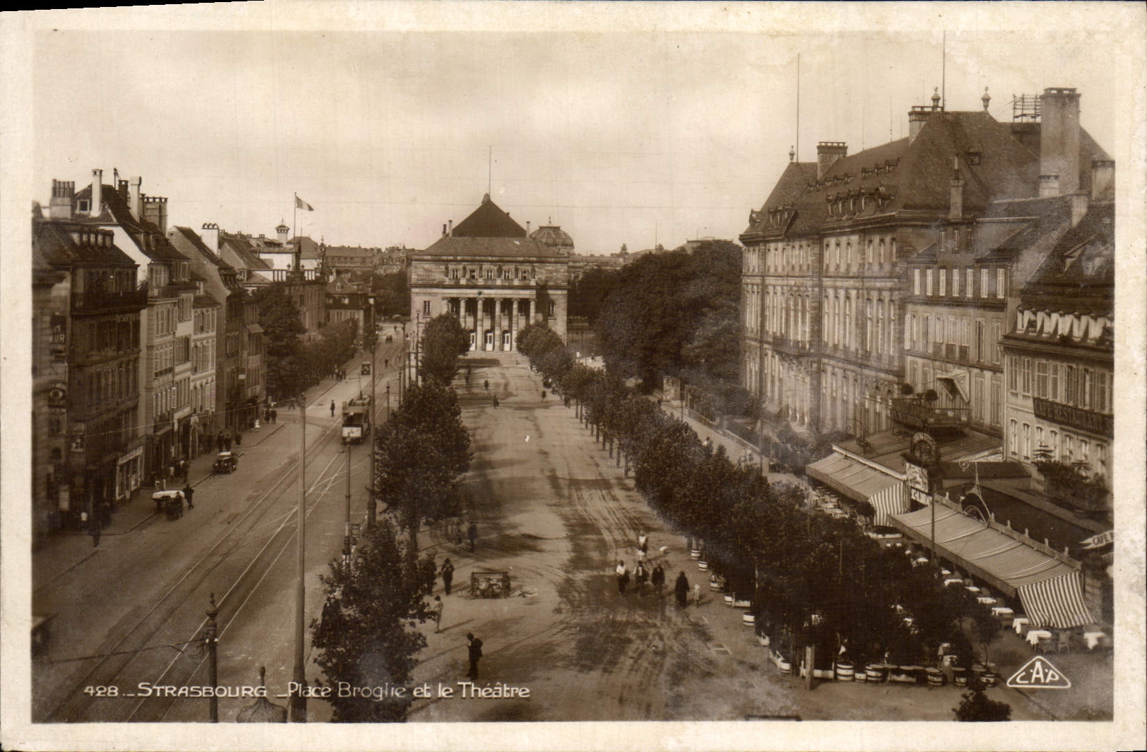 CPA Strasbourg Place Broglie Et Le Theatre