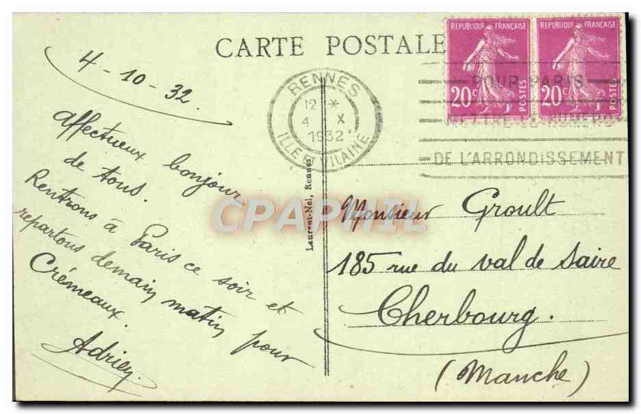 Rennes - Église St Aubin et Basilique Notre-Dame de Bonne Nouvelle — Éditeur : Compagnie des Arts Graphiques, n° 4444 — Rückseite