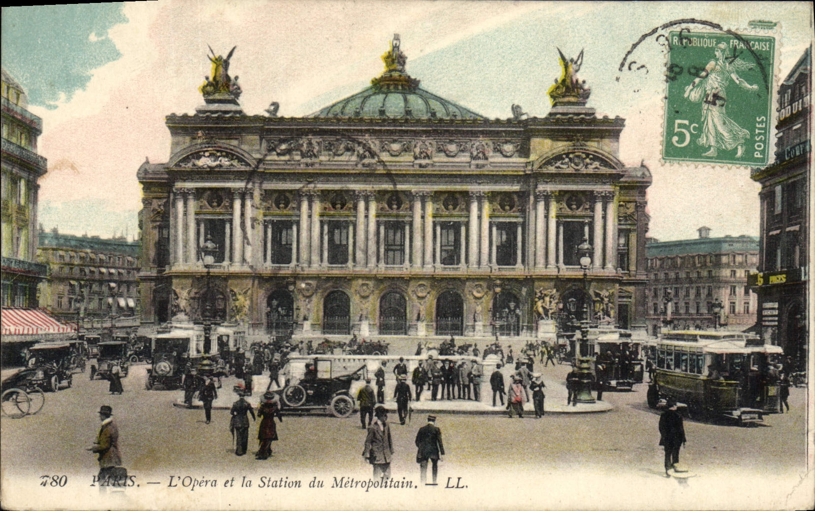 CPA Paris L'Opera et la Station du Metropolitain Metro