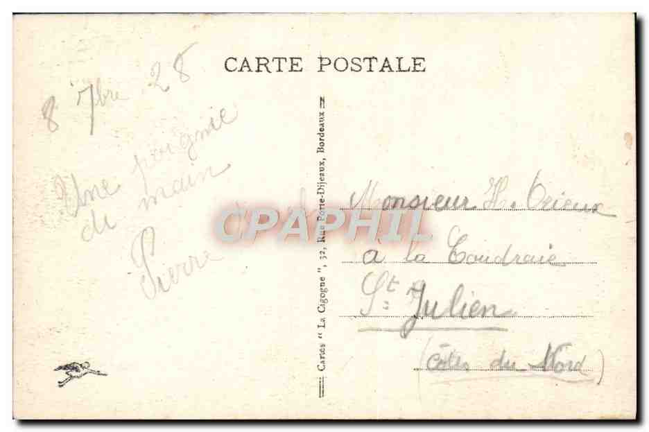 CPA Bordeaux Monument des Girondins  — Verso