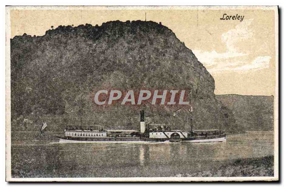 Loreley — rocher sur le Rhin avec vapeur — éditeur inconnu