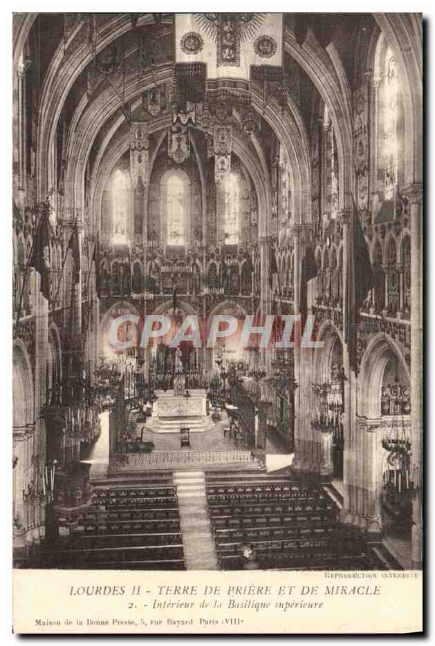 CPA Lourdes Interieur de la basilique superieure