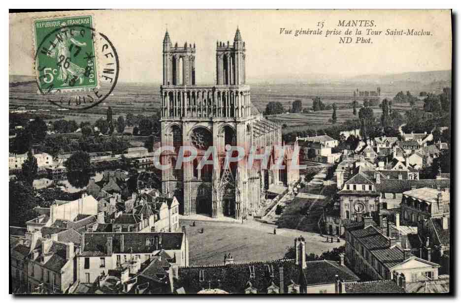 CPA Mantes Vue generale prise de la Tour Saint Maclou 