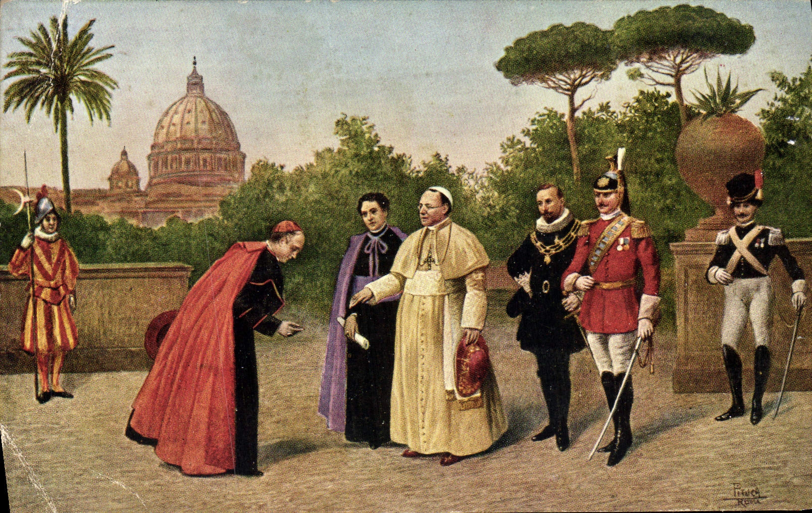 CPA SS Pio XI e la sua Corte nei Giardini Vaticani