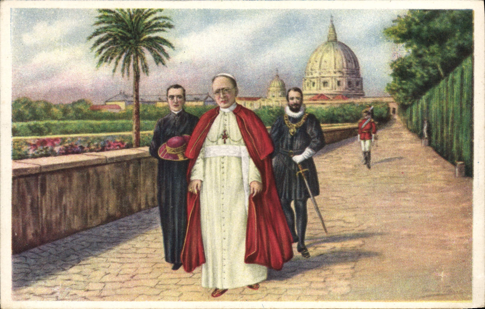CPA Sua Santita nei Giardini Vaticani Pape
