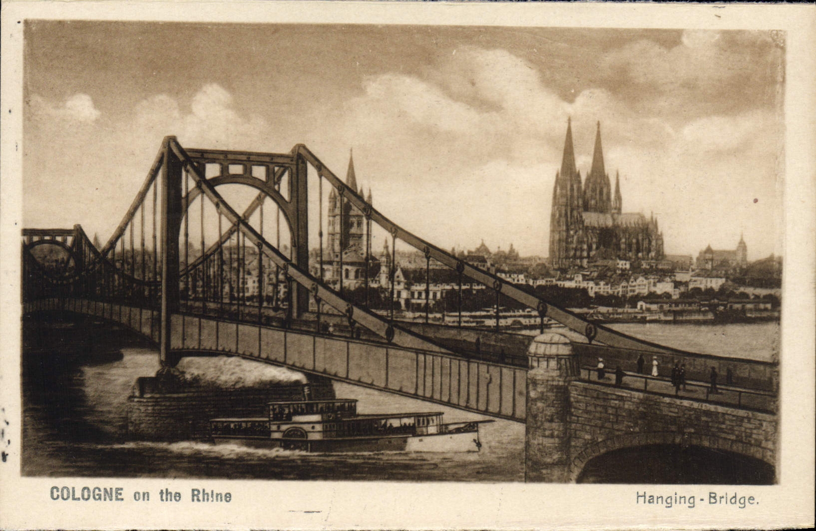 CPA Cologne on the Rhine Hanging Bridge