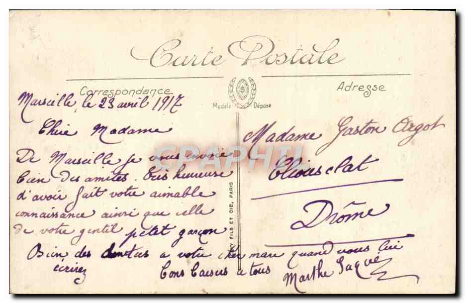 CPA Marseille Le Pont Transbordeur — Verso