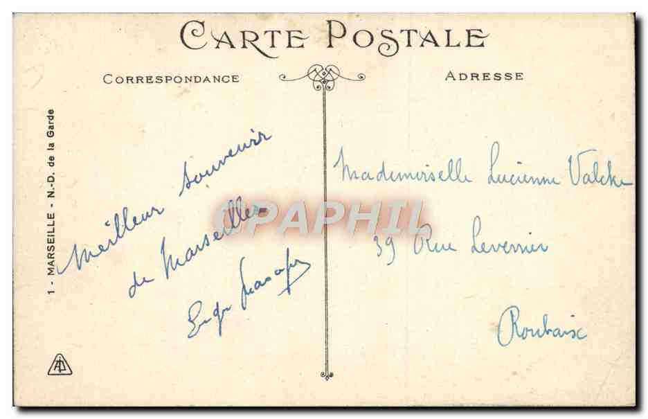 CPA Marseille Notre Dame de la Garde — Verso