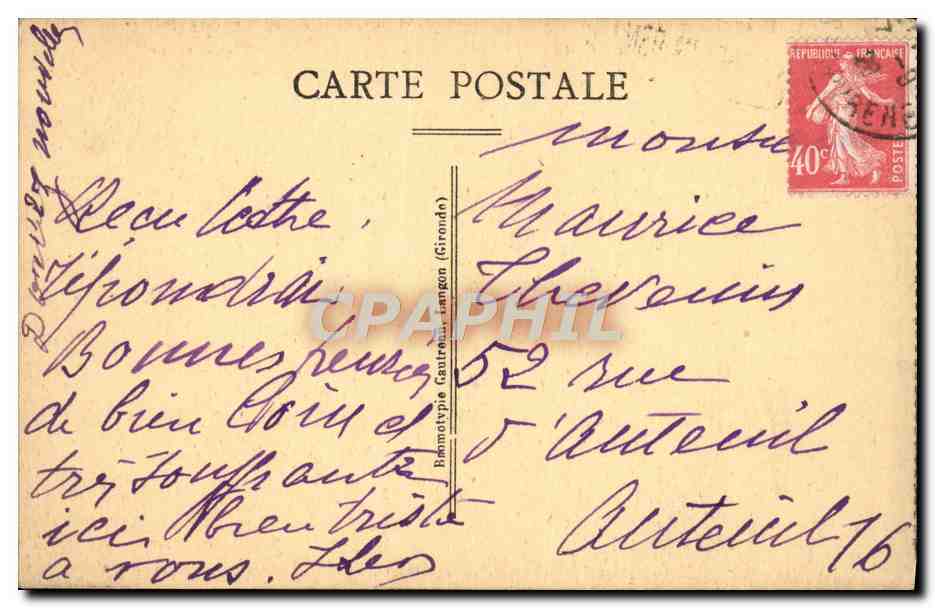 CPA La Cote Basque De Saint Jean de Luz a La Rhune La Route d'Ascain a Saint Ignace Automobile  — Rückseite