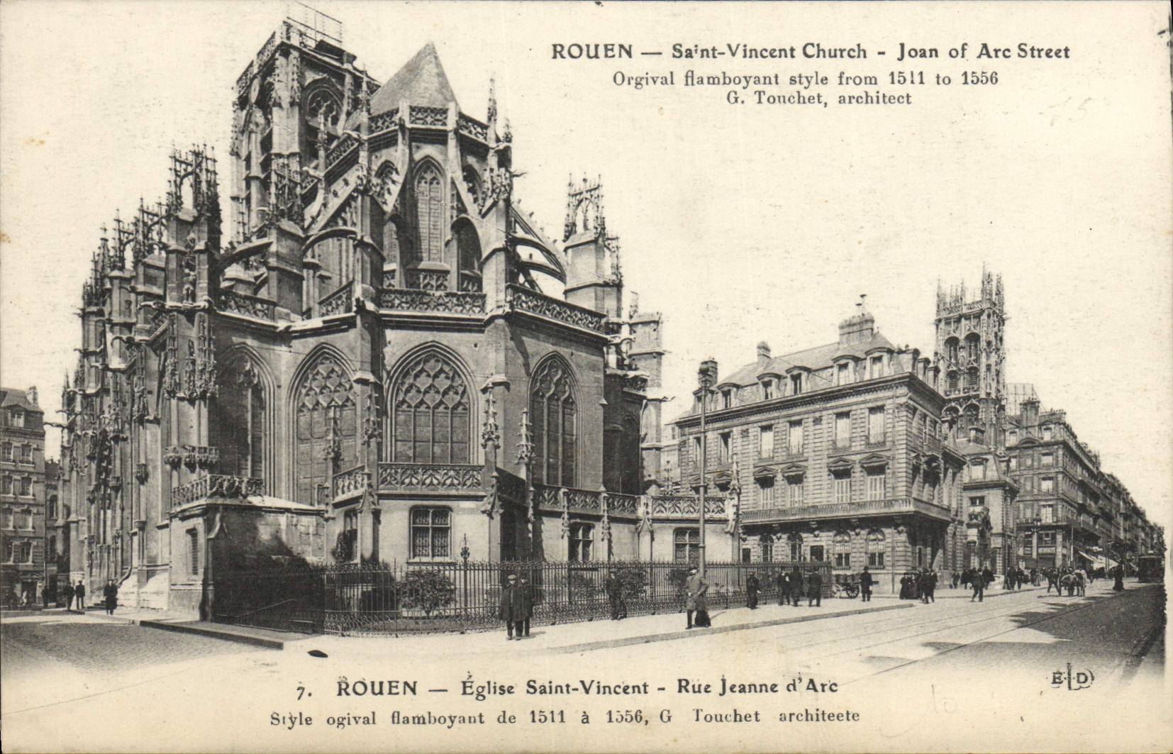 CPA Rouen Eglise Saint Vincent Rue Jeanne d'Arc