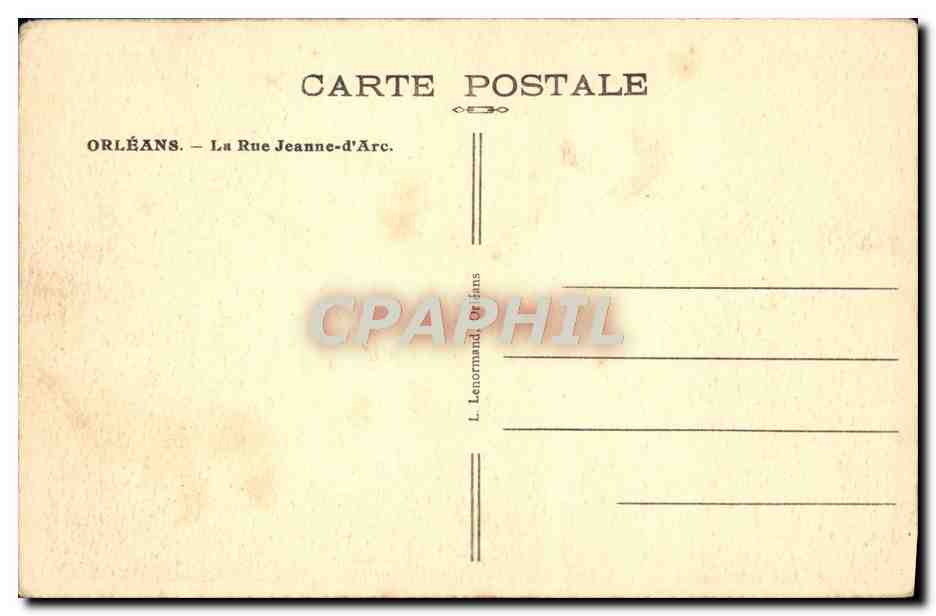 CPA Orleans La Rue Jeanne d'Arc Automobile  — Back