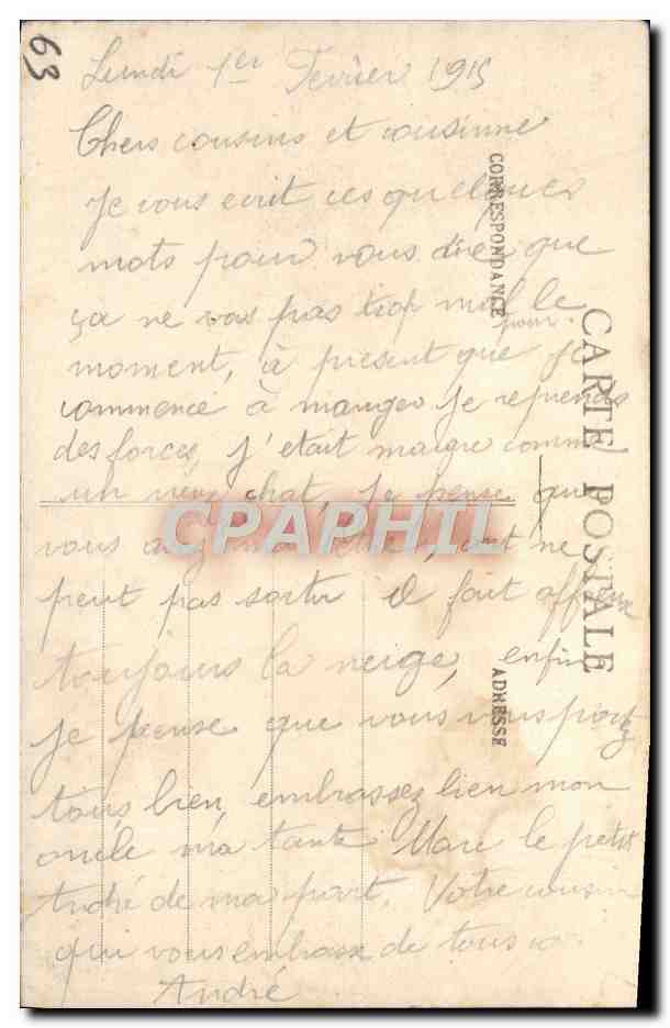 CPA L'Auvergne Mont Dore Vue Generale et le Capucin — Verso