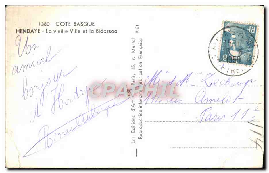 CPA Cote Basque Hendaye La vieille Ville et la Bidassoa — Reverso