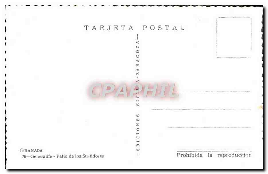 Granada — Patio de los Suicides — Éditions Sicilia-Zaragoza — Rückseite