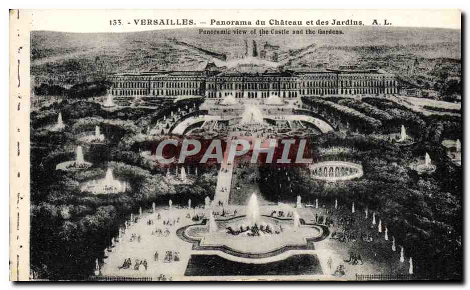 CPA Versailles Panorama du Chateau et des Jardins